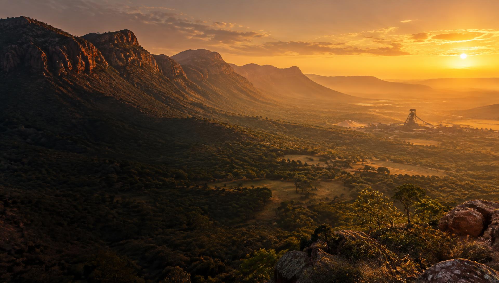 Magaliesberg mountains at golden hour near Rustenburg